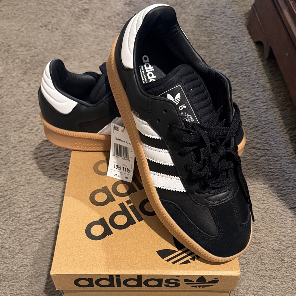 Adidas SAMBA XLG Men's Black and White Sneakers with Gum Sole